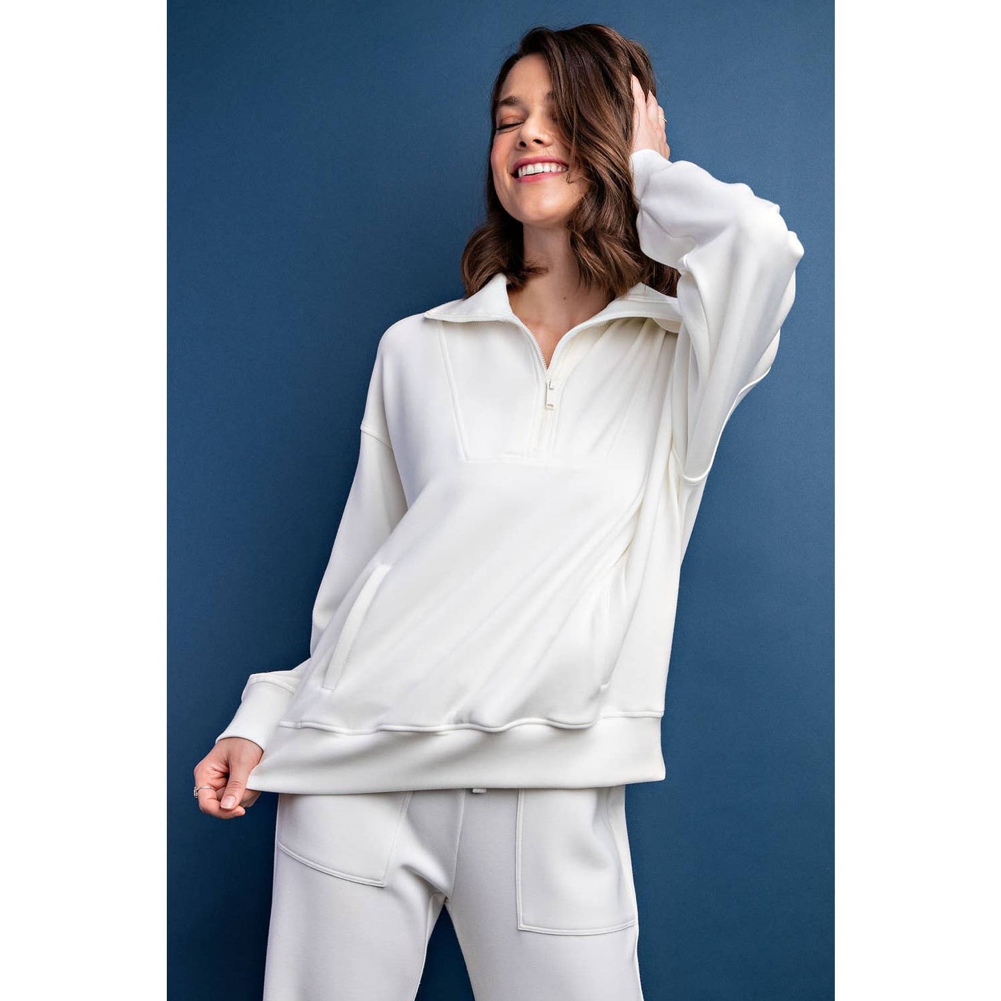 QUARTER ZIP FUNNEL NECK PULLOVER Rae Mode