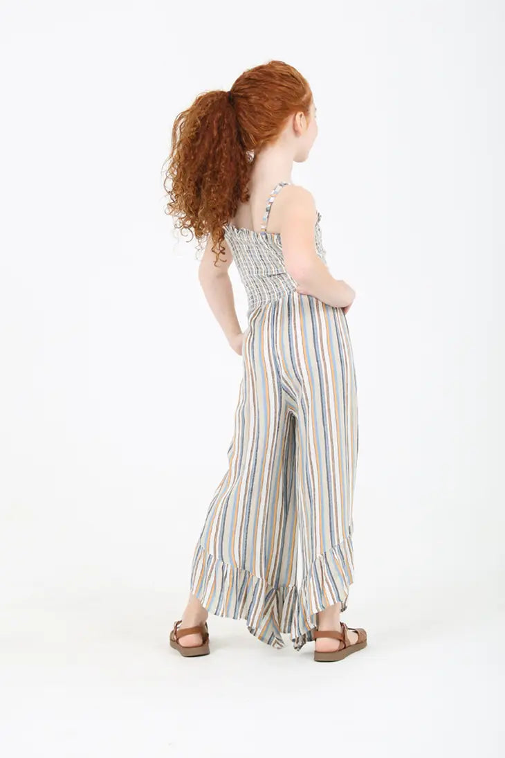 GIRLS SMOCKED HEM JUMPSUIT
