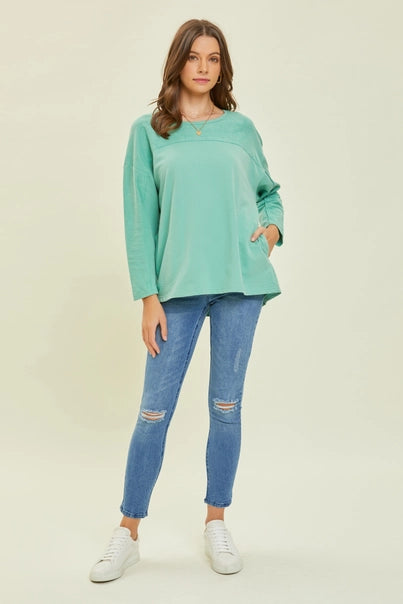 SOFT JADE FRENCH TERRY OVERSIZED LAYERING TOP