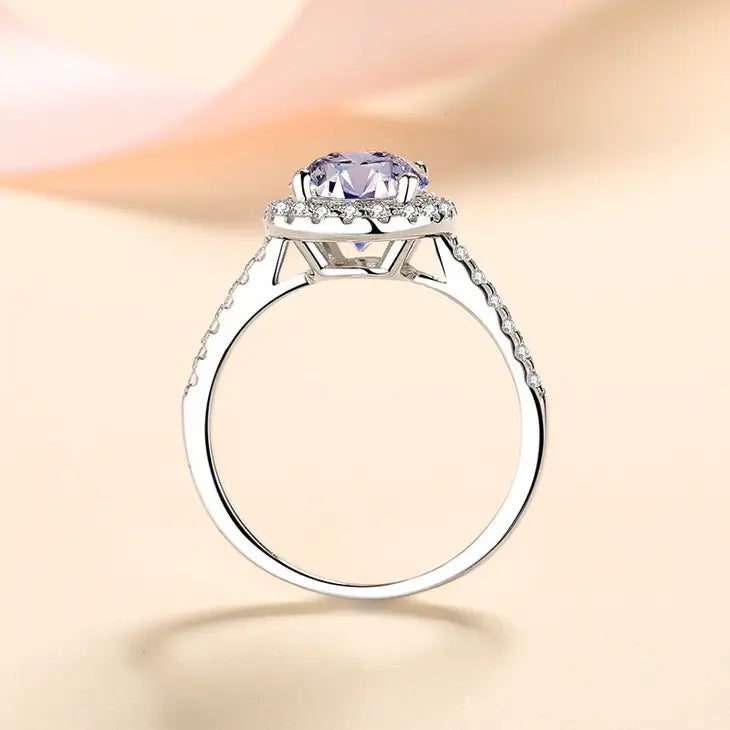 Oval Moissanite Engagement Ring in 925 Sterling Silver