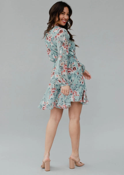 Dusty Blue Floral Dress