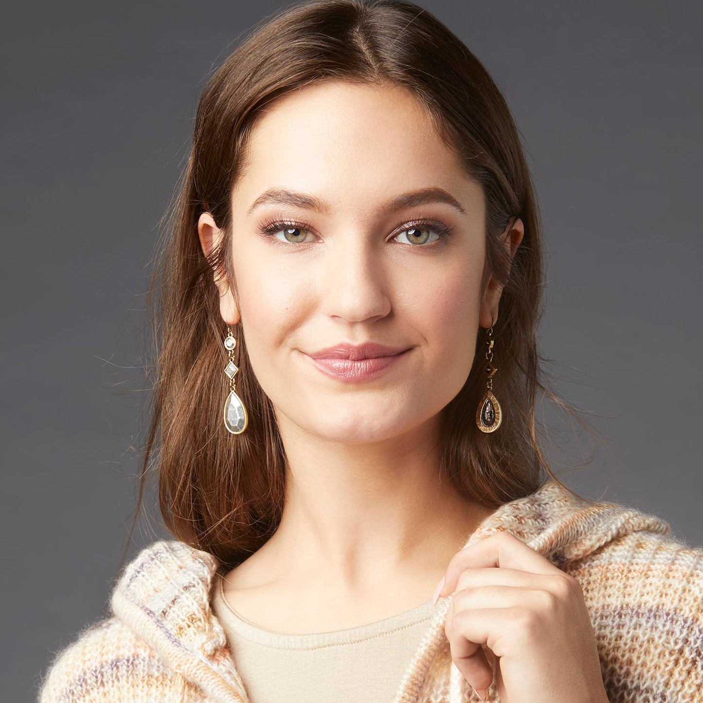 Faceted Metal Dangle Earrings - Mixed Metal: Mixed Whispers