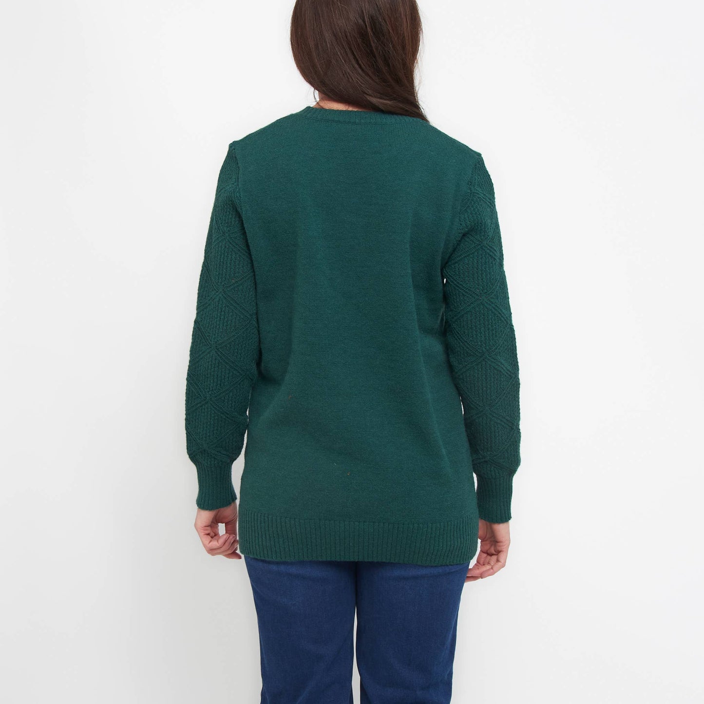 Elsie & Zoey - Emery Diamond Crochet Sleeve V-Neck Sweater