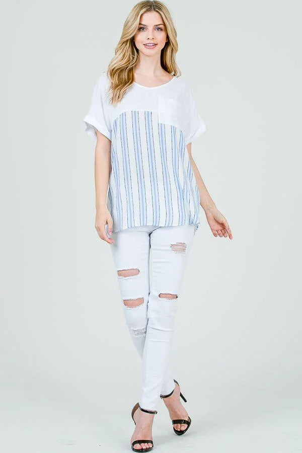 Texture Linen Stripe Top