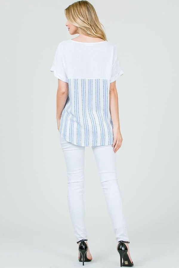 Texture Linen Stripe Top