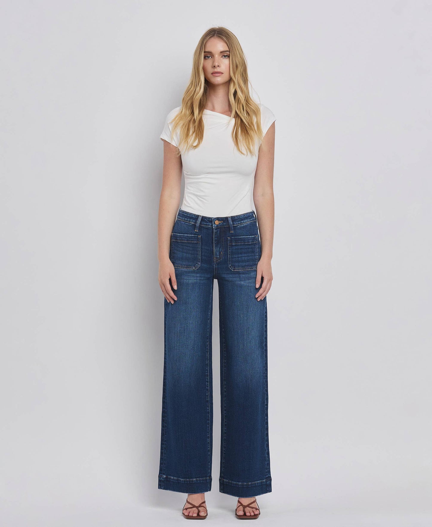 FLYING MONKEY - HIGH RISE WIDE TROUSER JEANS F5764D FLYING MONKEY