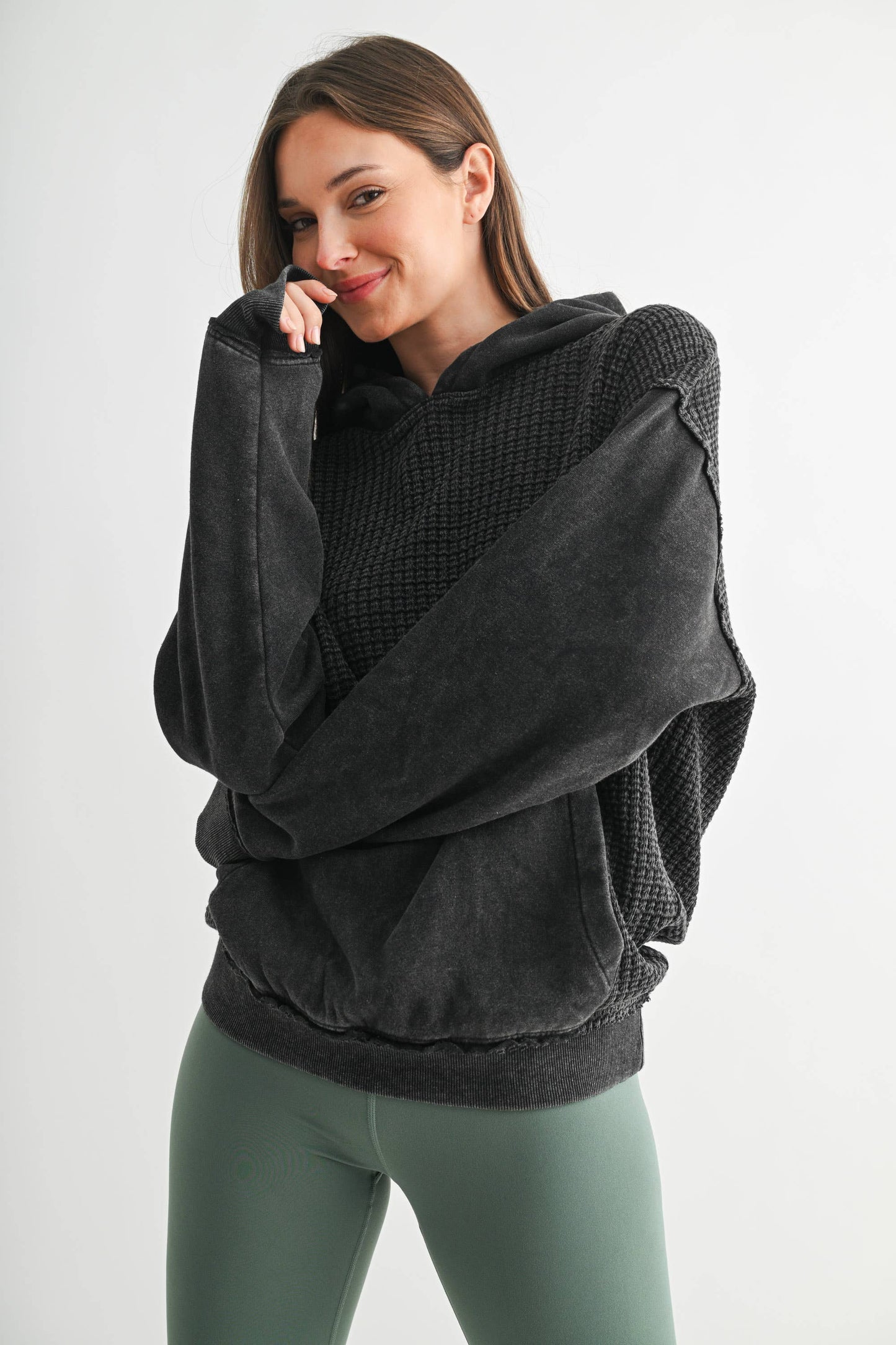 Duality Waffle Knit Hoodie Mono B