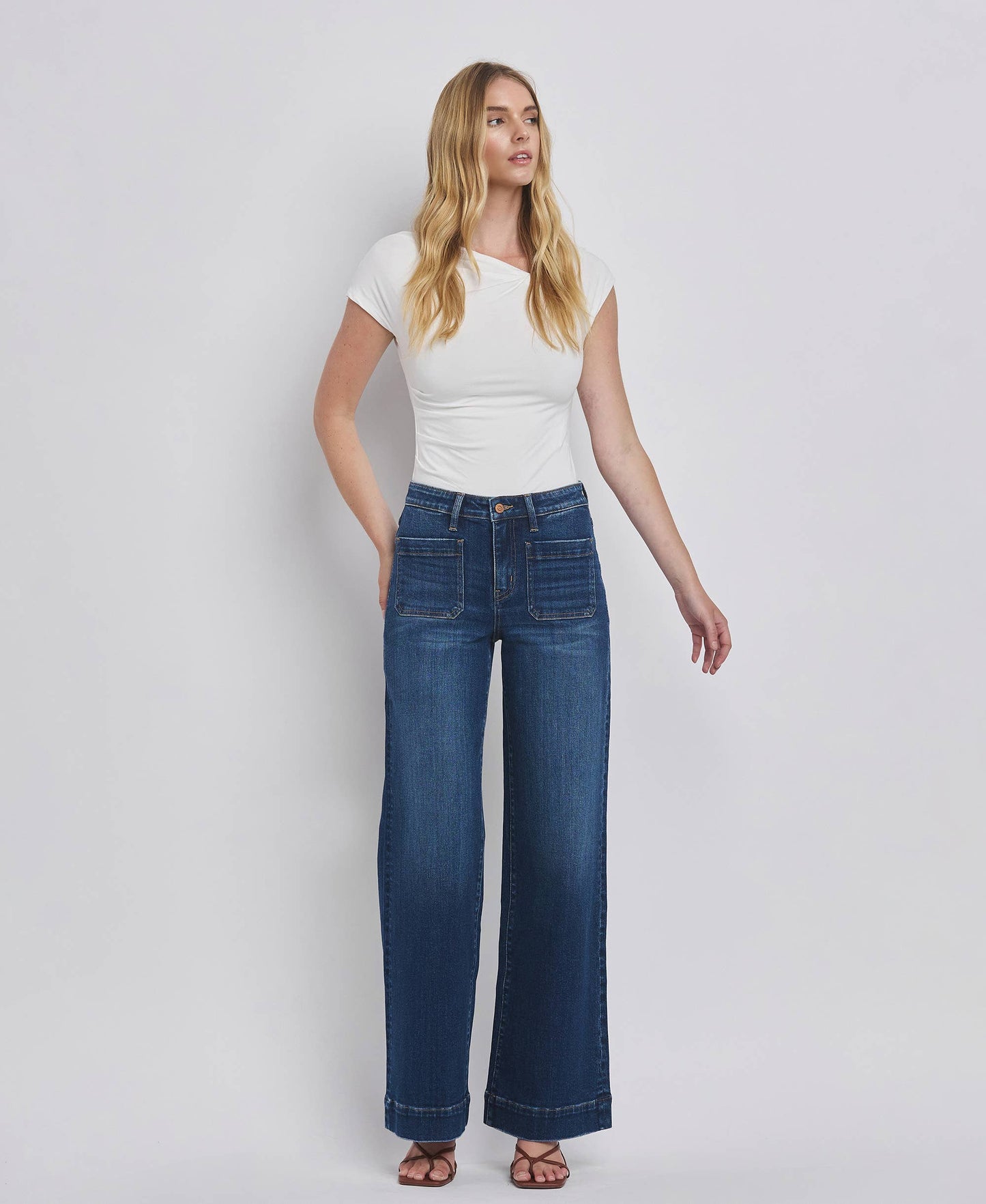 FLYING MONKEY - HIGH RISE WIDE TROUSER JEANS F5764D FLYING MONKEY