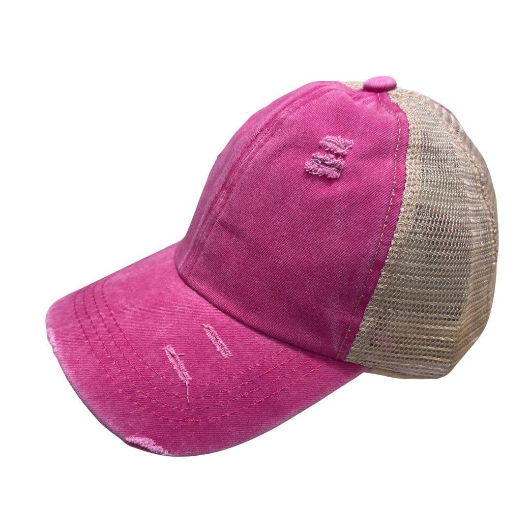 BB Distressed Ponytail Cap