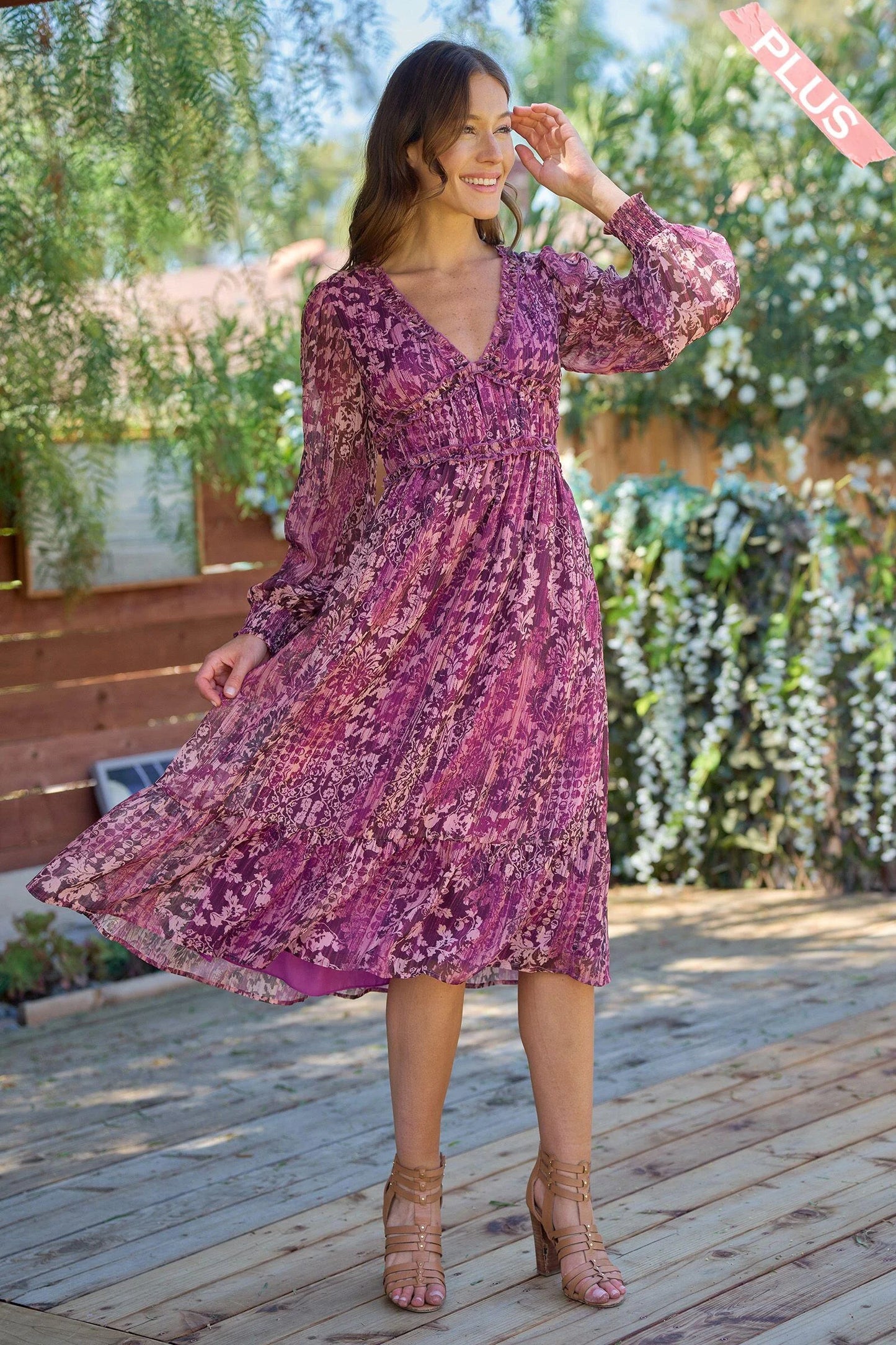 Curvy Medallion Chiffon Dress