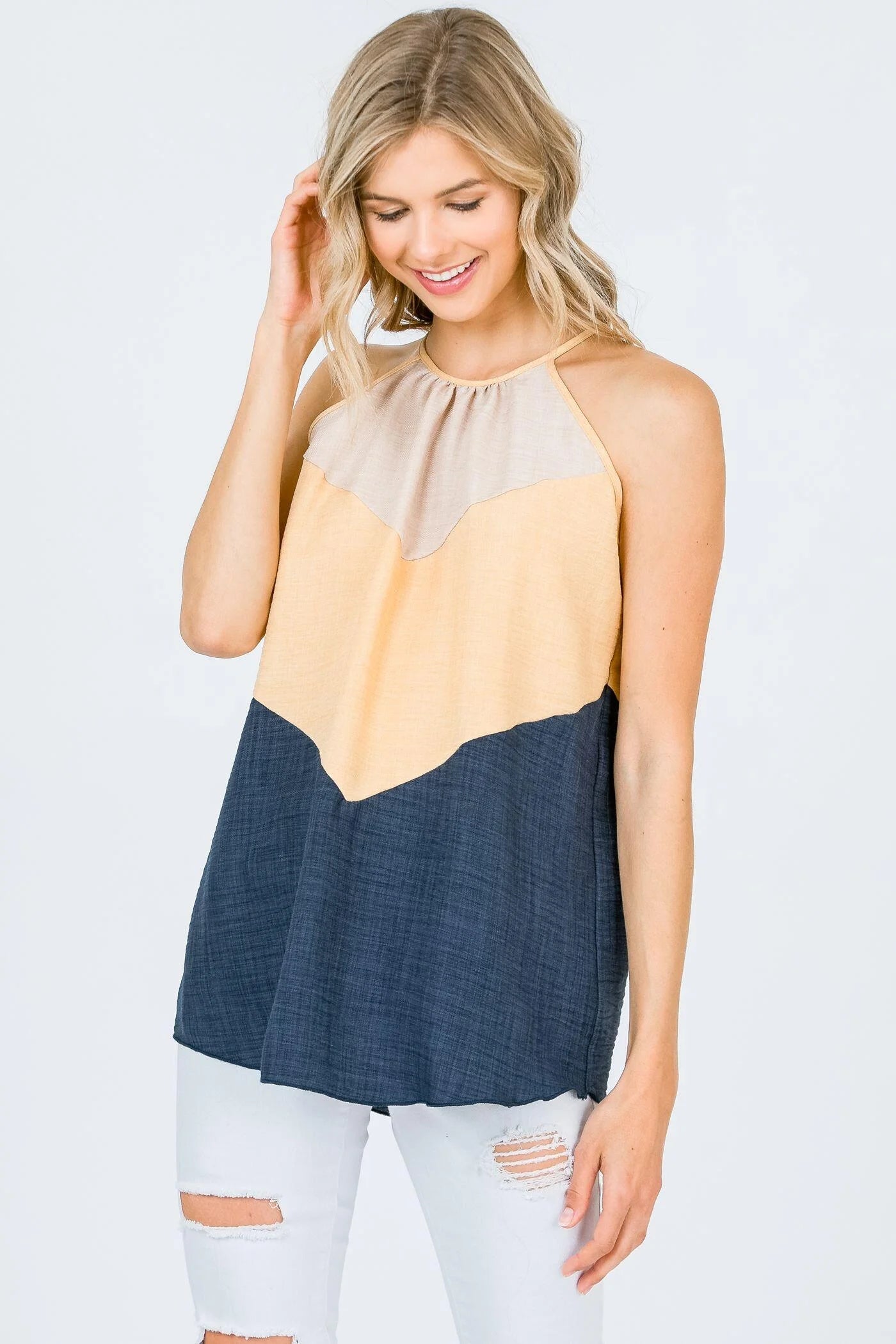 Halter Color Block Top