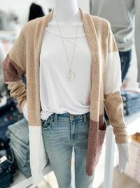 Color Blocked Sweater Cardigan