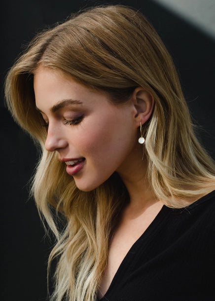 Gold Dangle Earring w/ Stone