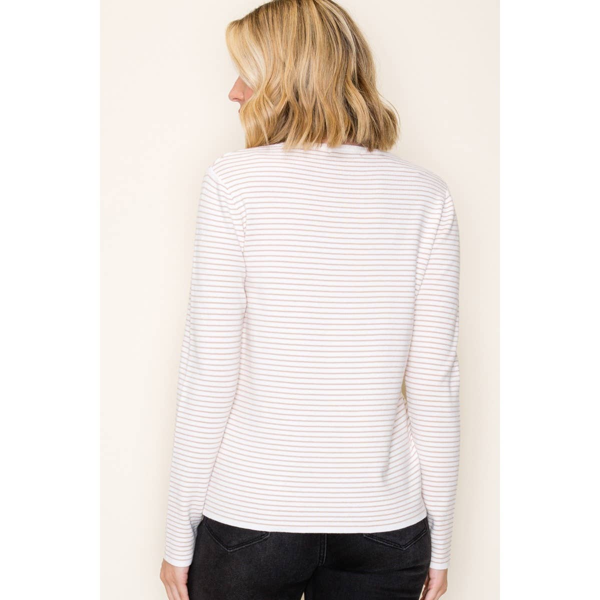 Ivory & Taupe Long Sleeve Pinstripe Top STACCATO