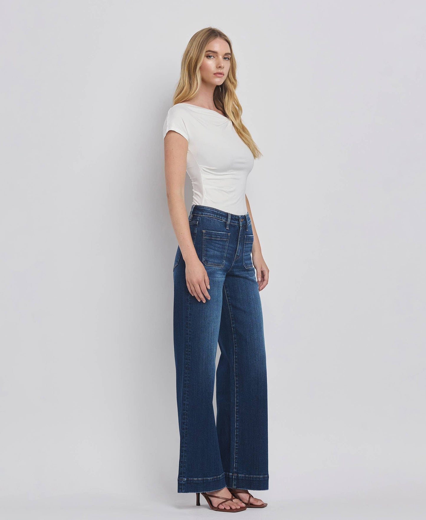 FLYING MONKEY - HIGH RISE WIDE TROUSER JEANS F5764D FLYING MONKEY