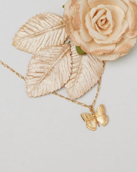 Gold Butterfly Charm Necklace