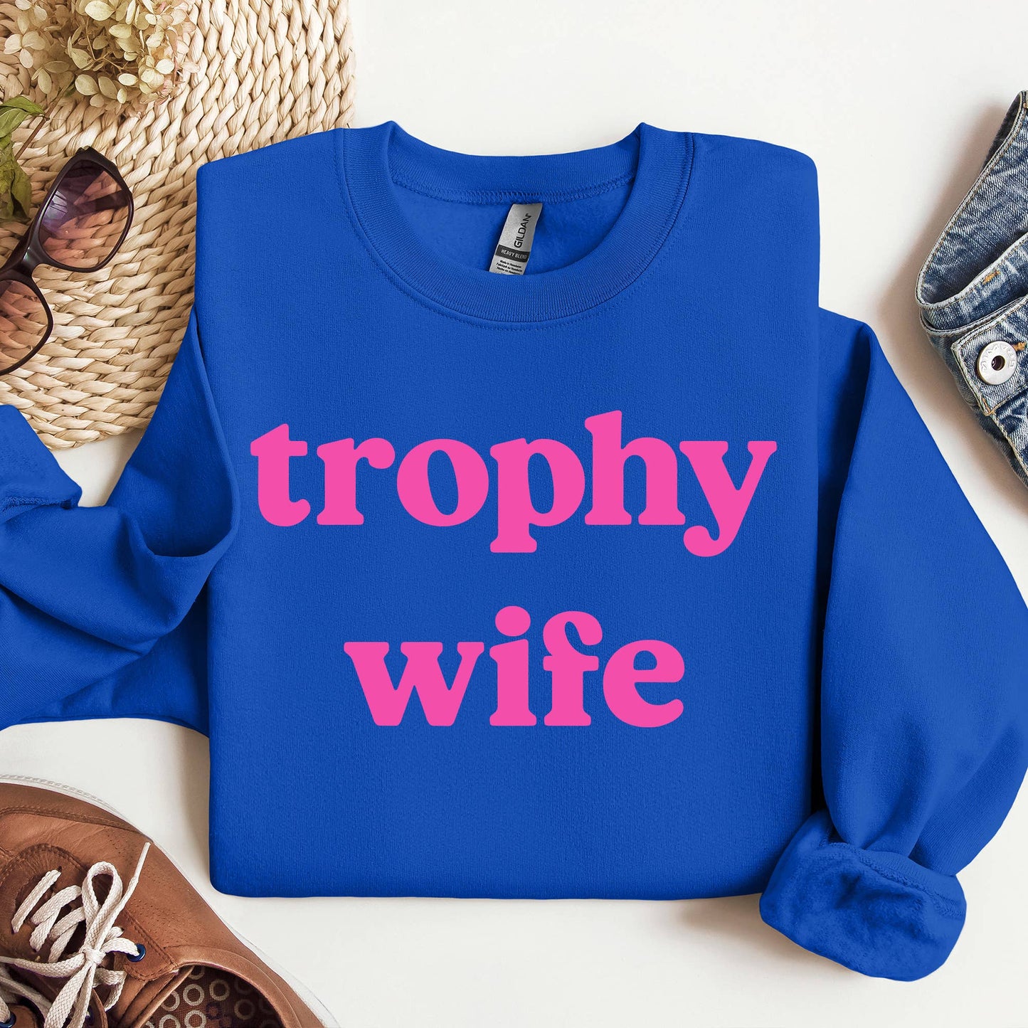 Trophy Wife Crewneck Sweatshirt, Gummies, Funny Sweatshirt Mugsby
