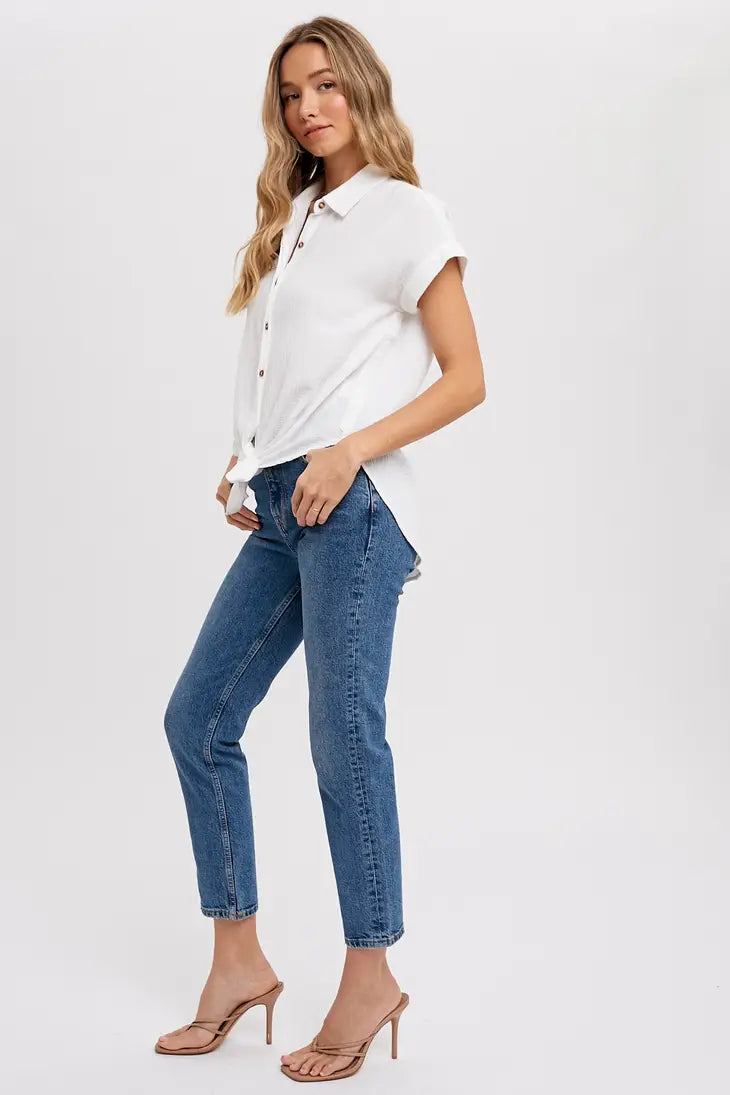 IVORY ESSENTIAL BUTTON UP COTTON SHIRT