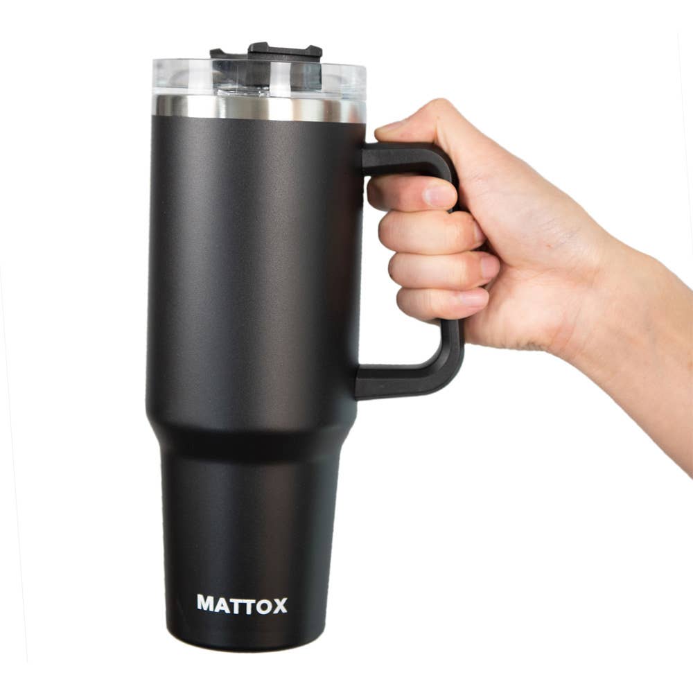 Black Coffee Tumbler with Handle Core Katydid