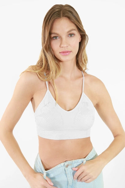 White Lace Embroidered Bralette (ONE SIZE)