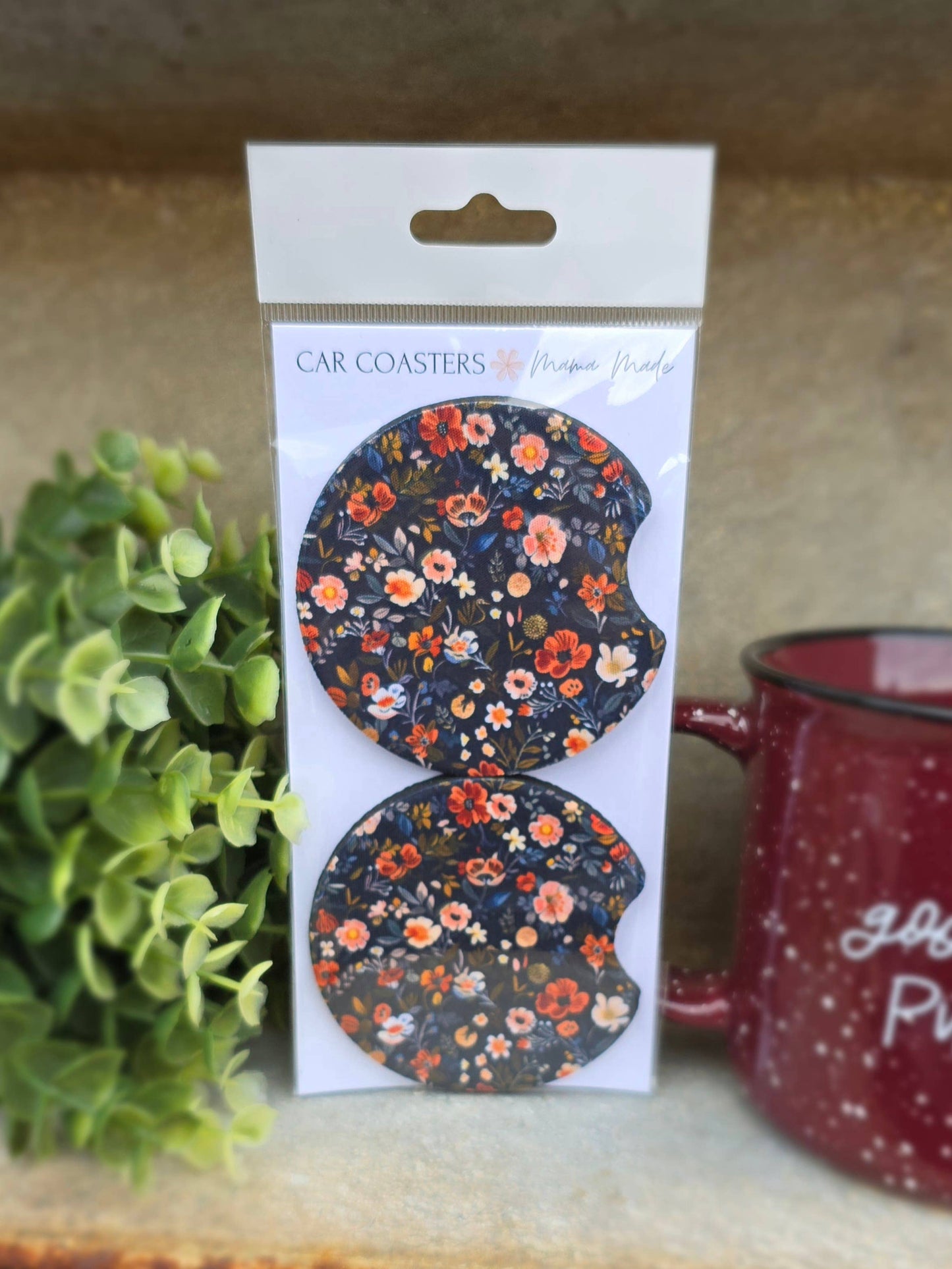 Dark Fall Floral Car Coaster Mama Made