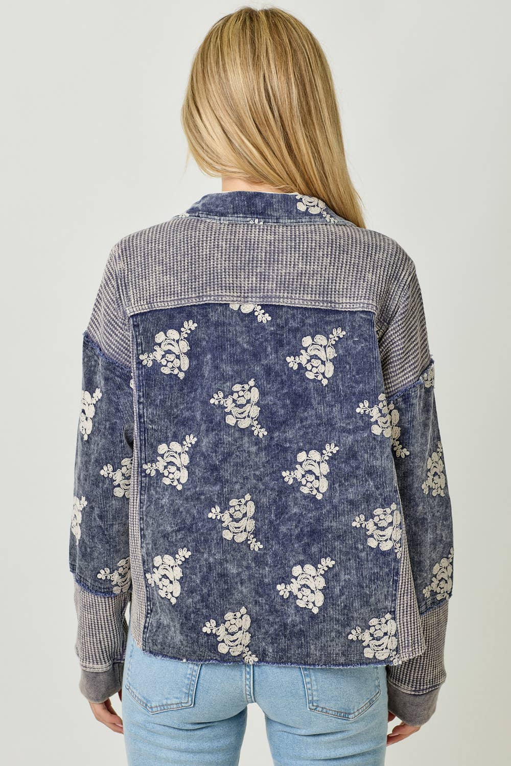 Mystree - 60828 Flower Embroidery Hoodie Jacket Mystree