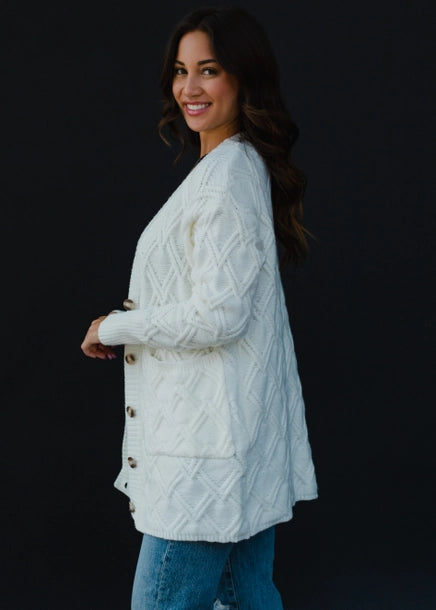 White Button Up Cardigan