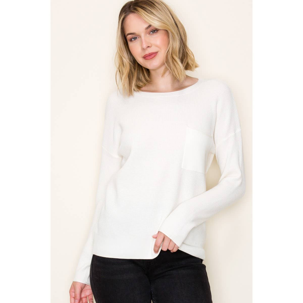STACCATO - WAFFLE TEXTURED PULLOVER SWEATER STACCATO