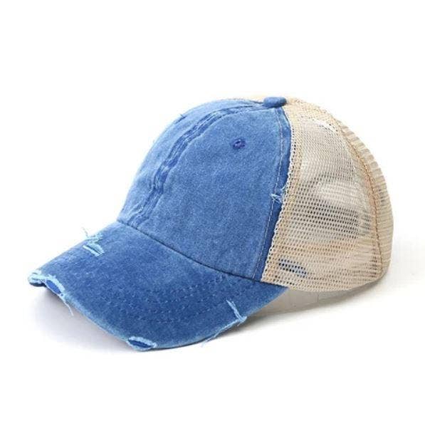 BB Distressed Ponytail Cap