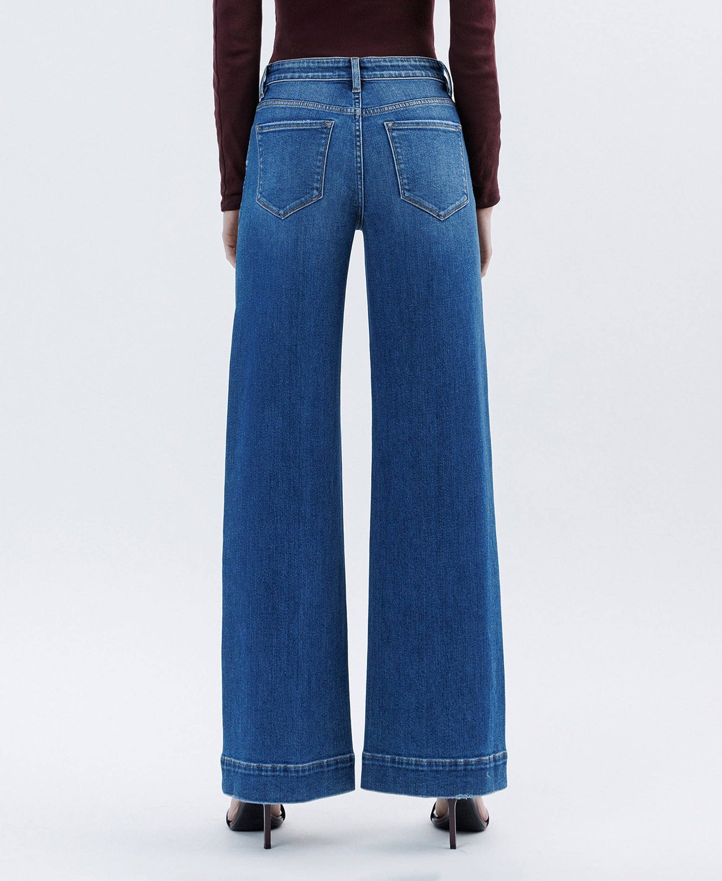 FLYING MONKEY - HIGH RISE TROUSER HEM EXTREME WIDE LEG JEANS F6014 FLYING MONKEY