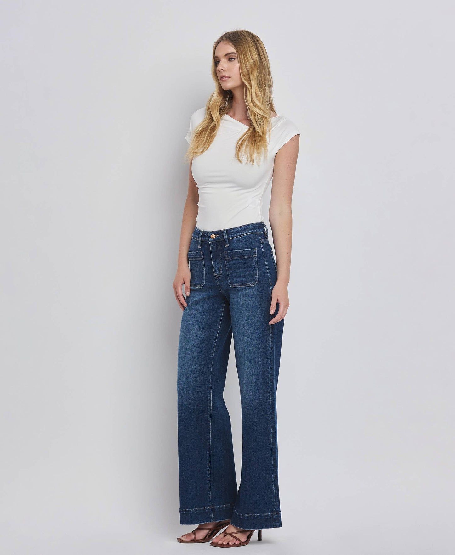 FLYING MONKEY - HIGH RISE WIDE TROUSER JEANS F5764D FLYING MONKEY