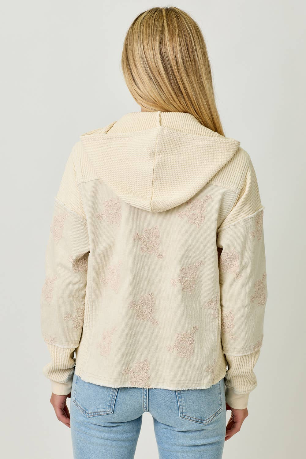 Mystree - 60828 Flower Embroidery Hoodie Jacket Mystree