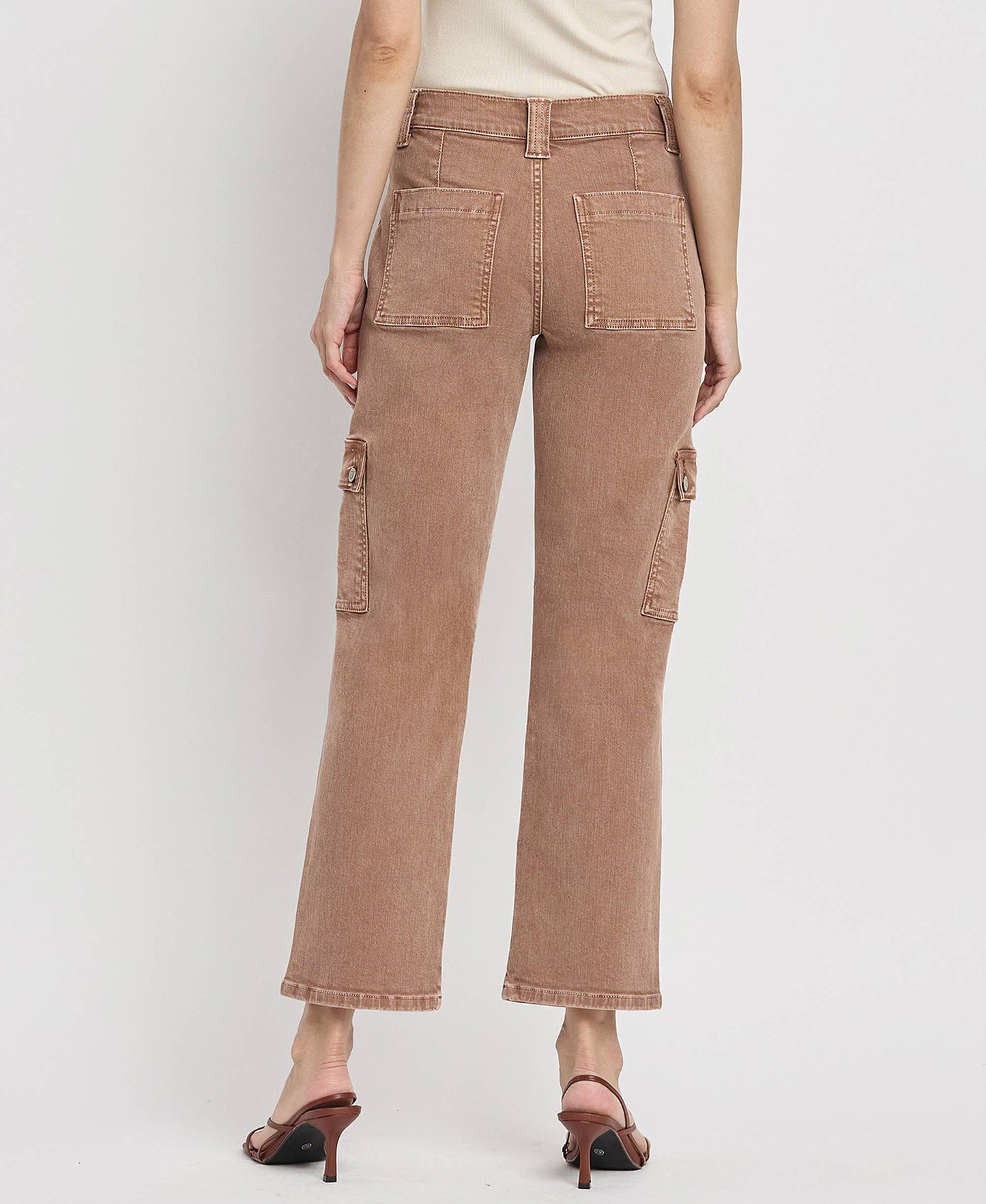 FLYING MONKEY - HIGH RISE STRAIGHT CARGO JEANS F5681AT FLYING MONKEY