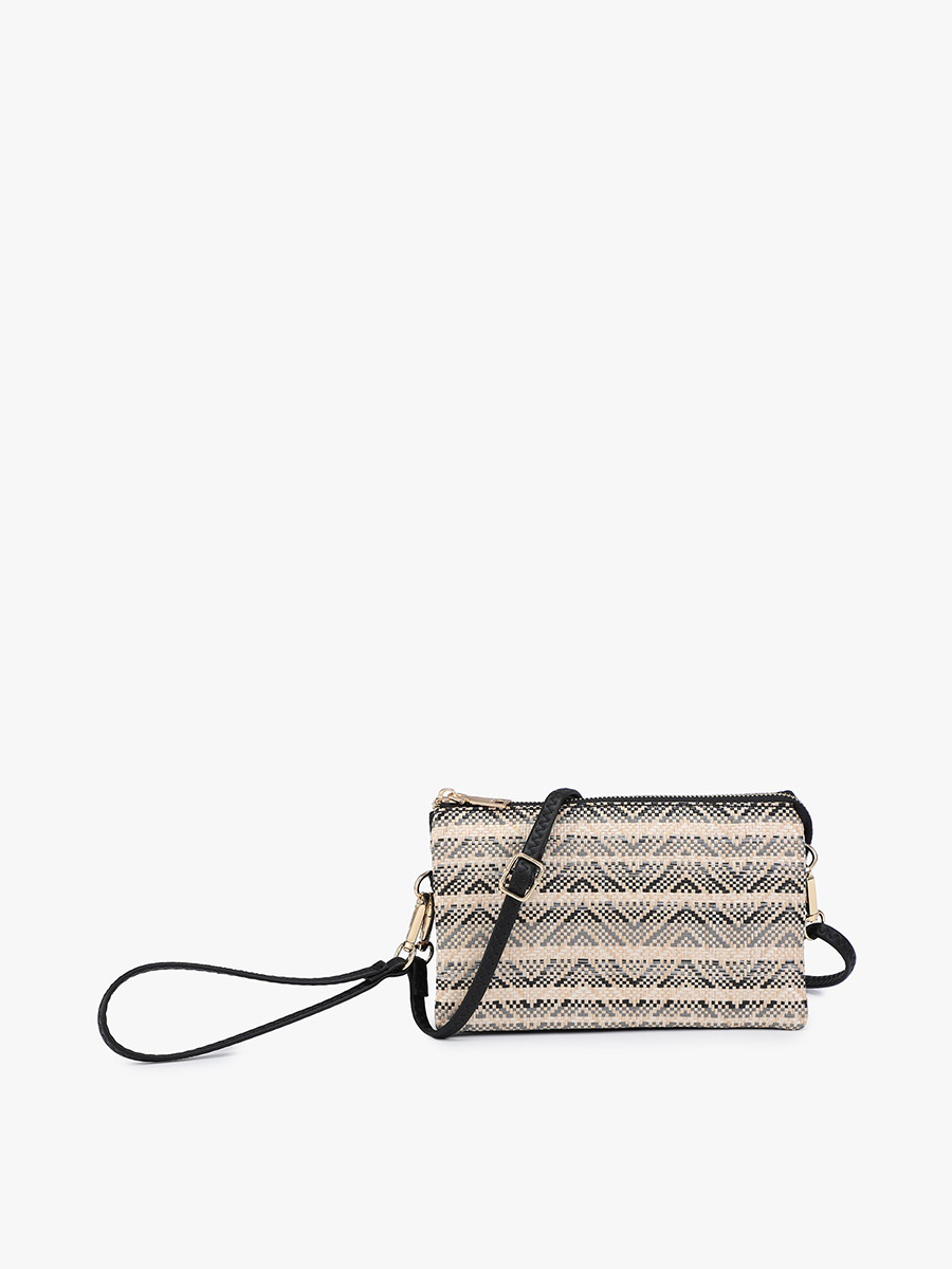 Riley Woven Straw 3 Compartment Crossbody/Wristlet