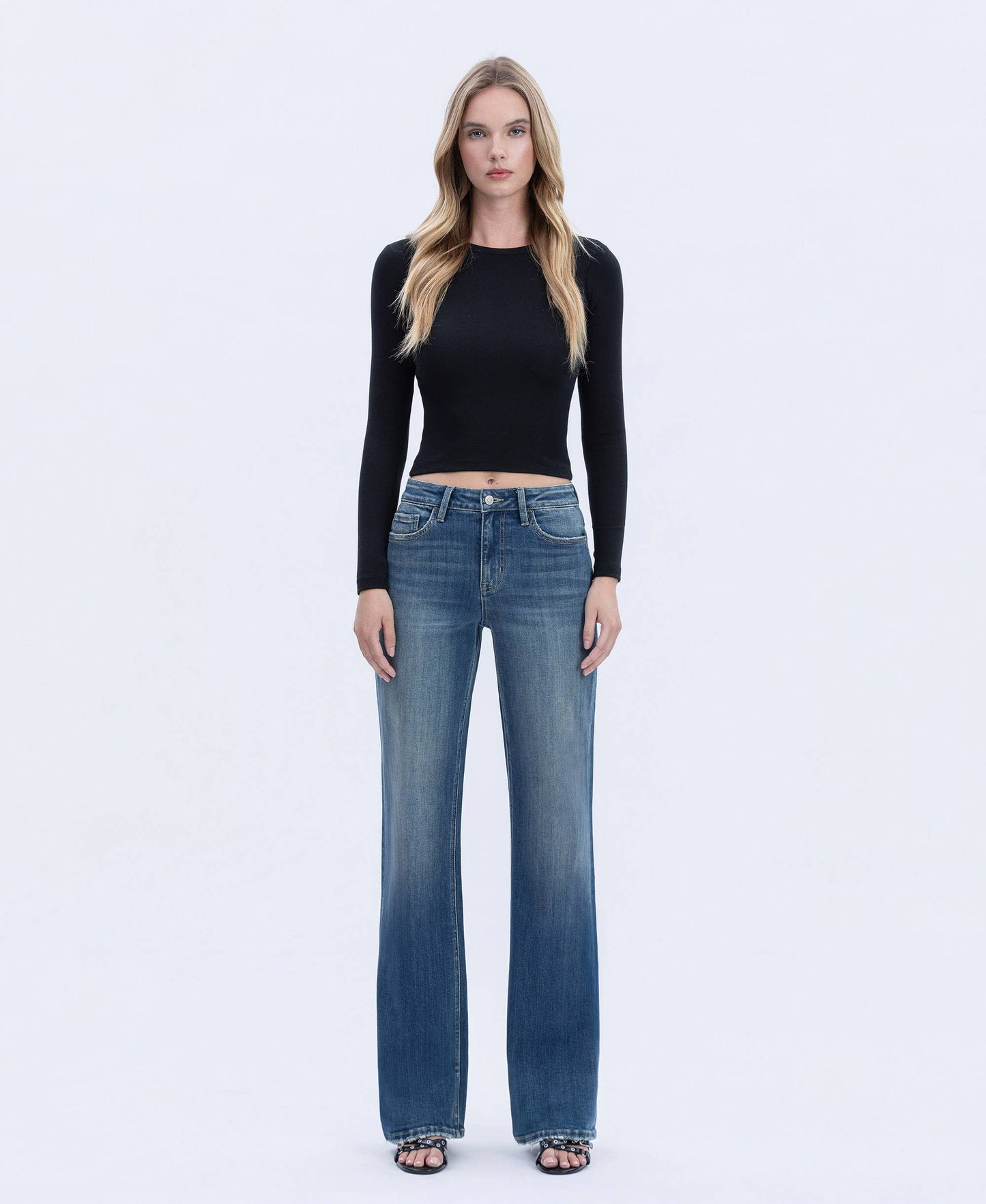 FLYING MONKEY - HIGH RISE FULL LENGTH VINTAGE FLARE JEANS F6268 FLYING MONKEY