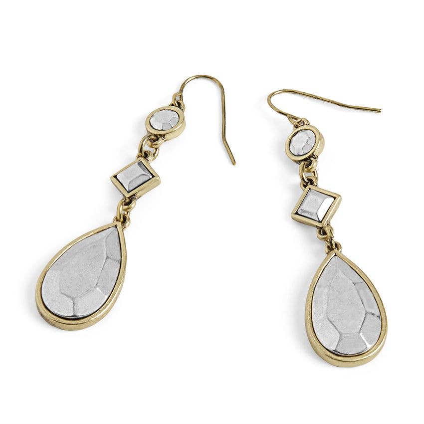 Faceted Metal Dangle Earrings - Mixed Metal: Mixed Whispers