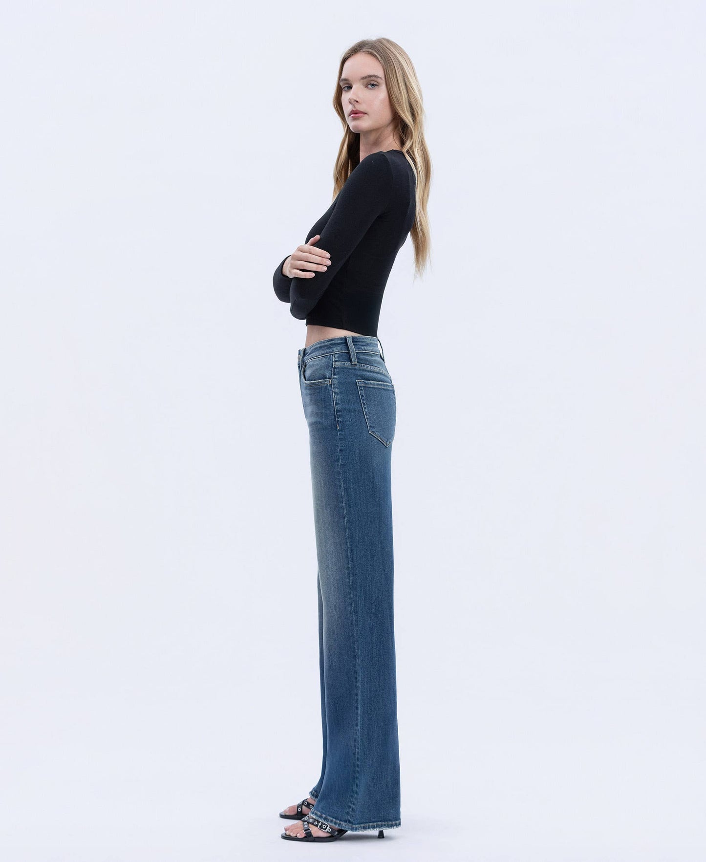FLYING MONKEY - HIGH RISE FULL LENGTH VINTAGE FLARE JEANS F6268 FLYING MONKEY
