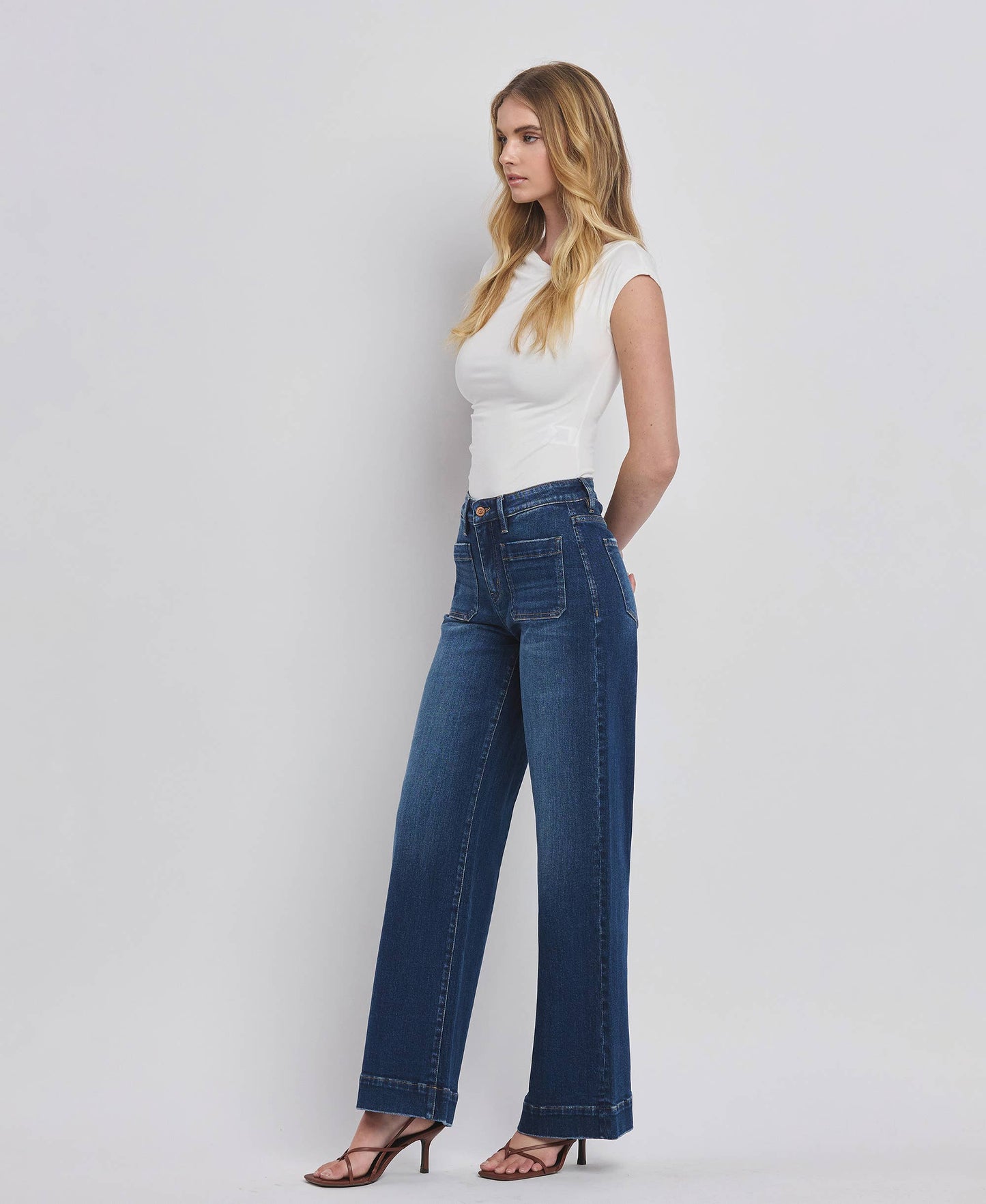 FLYING MONKEY - HIGH RISE WIDE TROUSER JEANS F5764D FLYING MONKEY