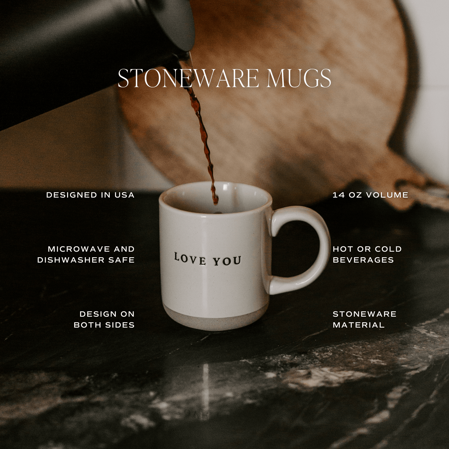 Coffee Mug - Orange Leaves Stoneware | Fall Decor, Autumn Drinkware