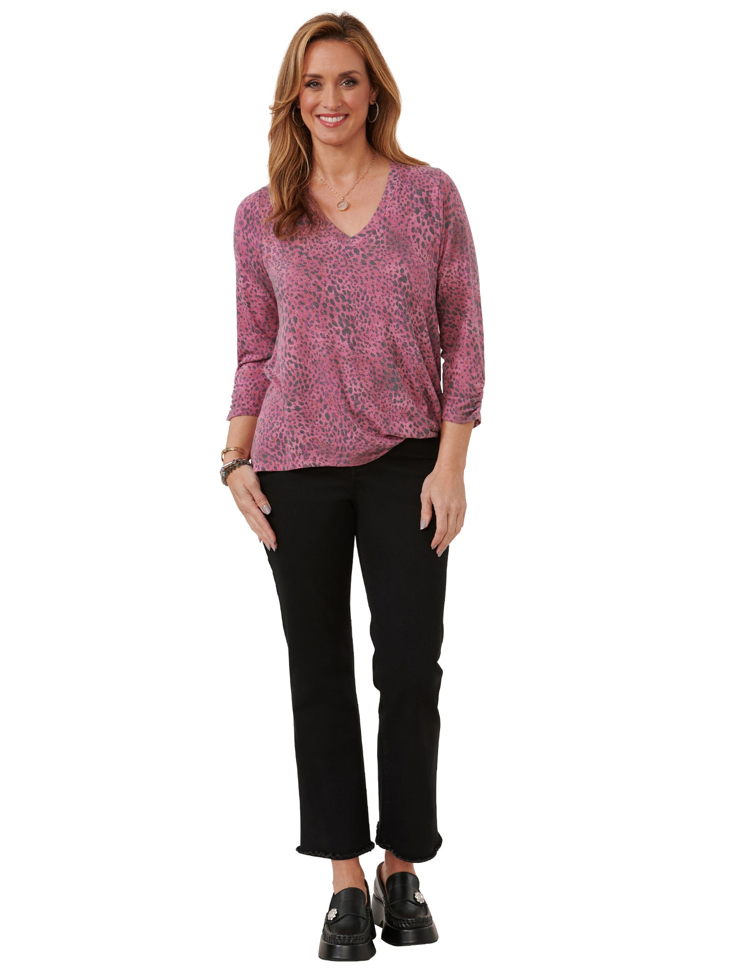 Berry V-Neck Knit Top