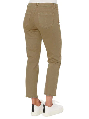 "AB"SOLUTION HIGH RISE SLIM STRAIGHT CROP W/ SCALLOP FRAY HEM