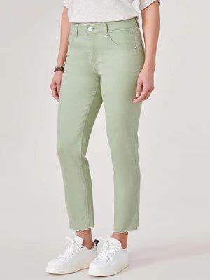 "AB"SOLUTION HIGH RISE SLIM STRAIGHT CROP W/ SCALLOP FRAY HEM