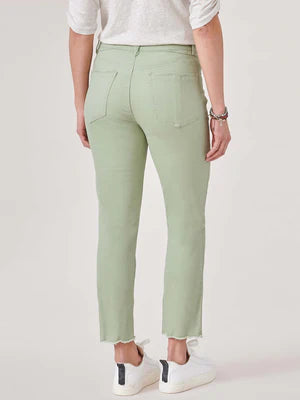 "AB"SOLUTION HIGH RISE SLIM STRAIGHT CROP W/ SCALLOP FRAY HEM