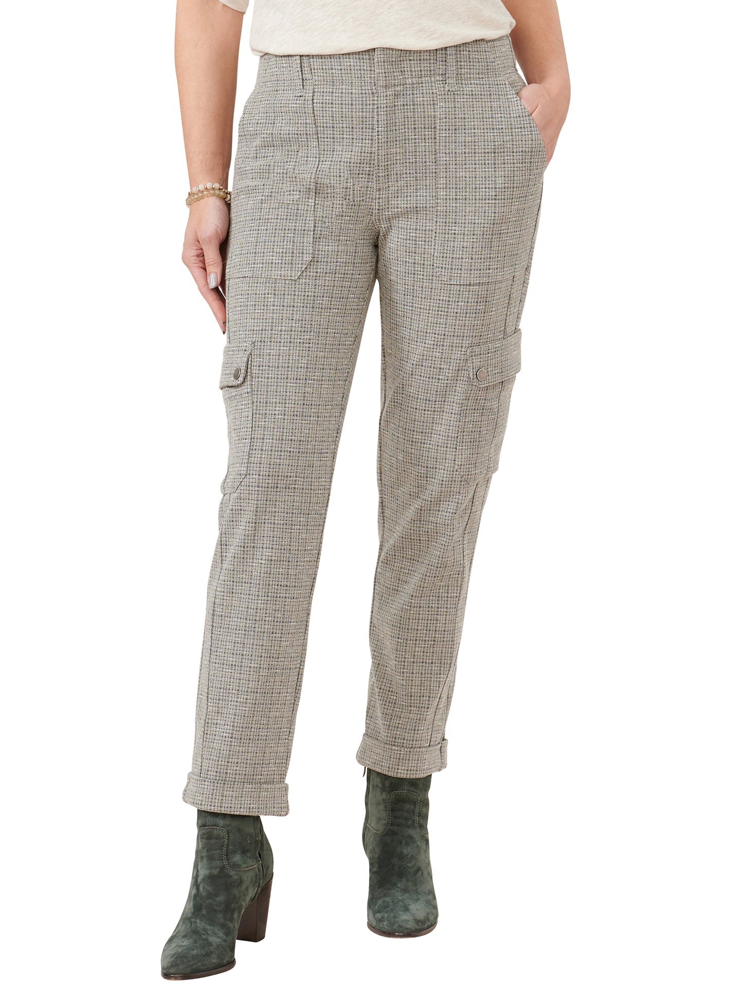 Grey Multi High Rise Utility Pant