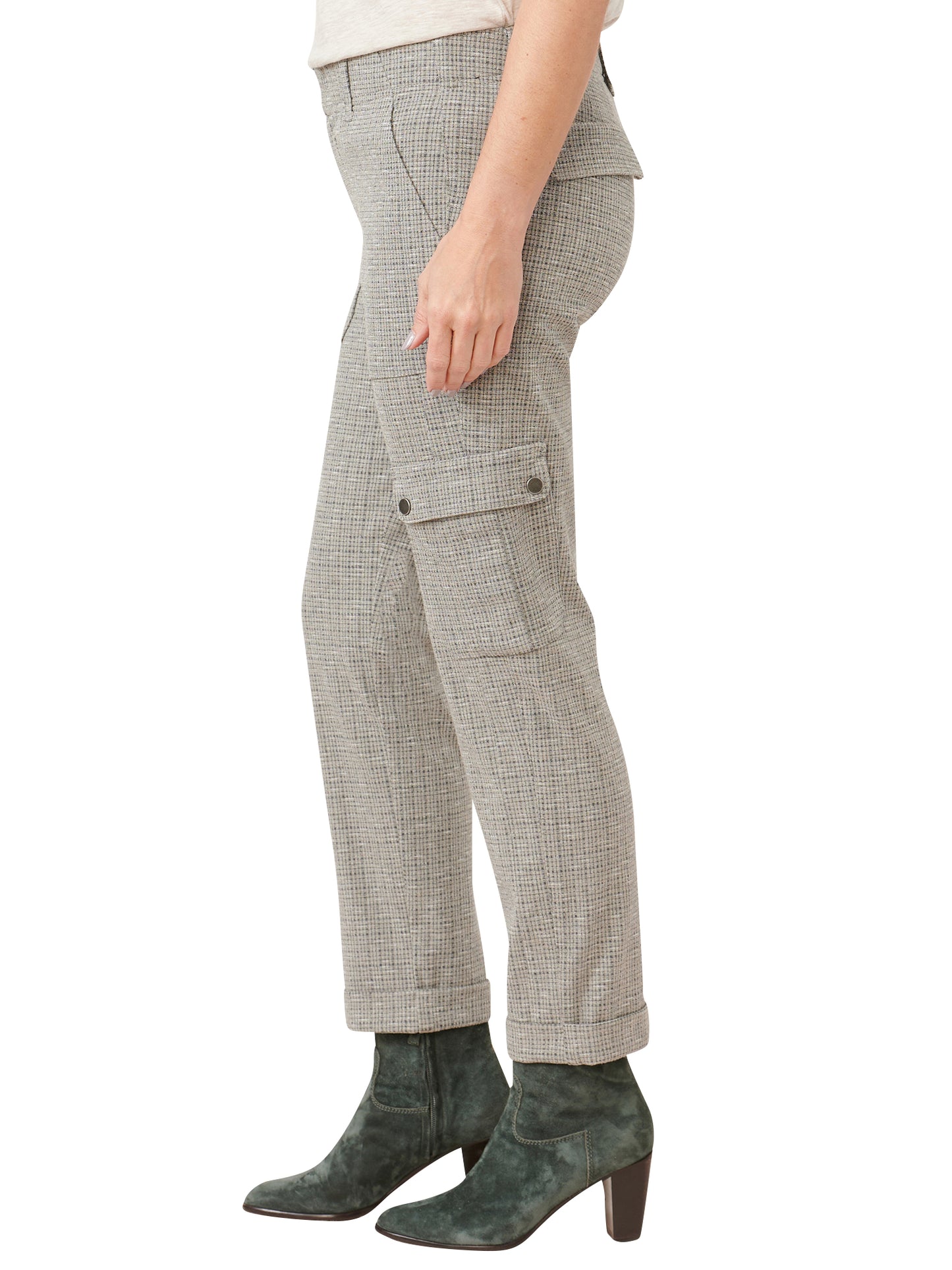 Grey Multi High Rise Utility Pant