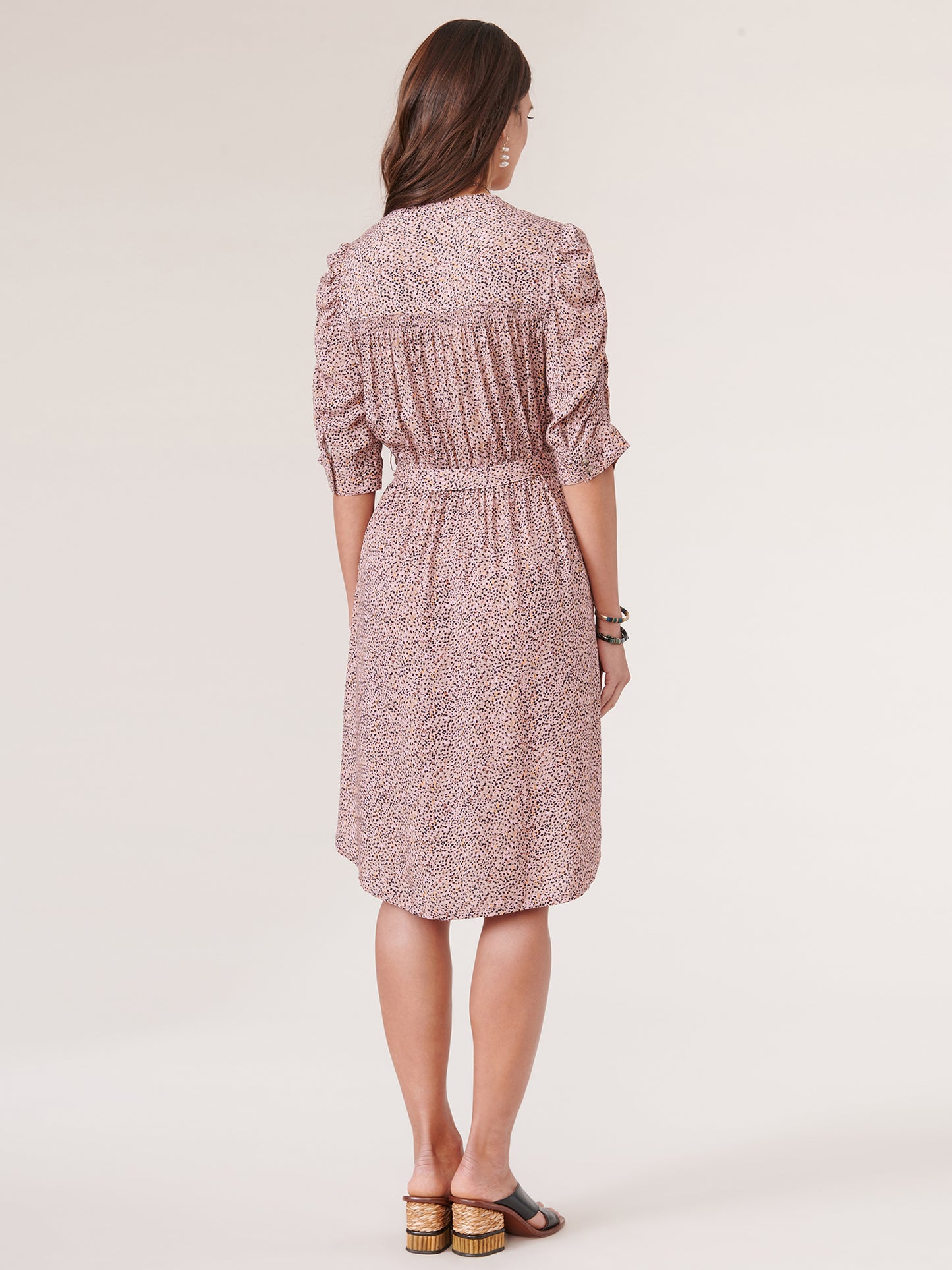 BUTTON DOWN PRINTED WOVEN DRESS