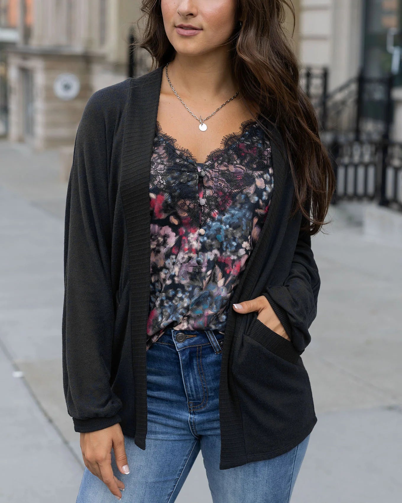 Black Buttery Soft Cocoon Cardigan