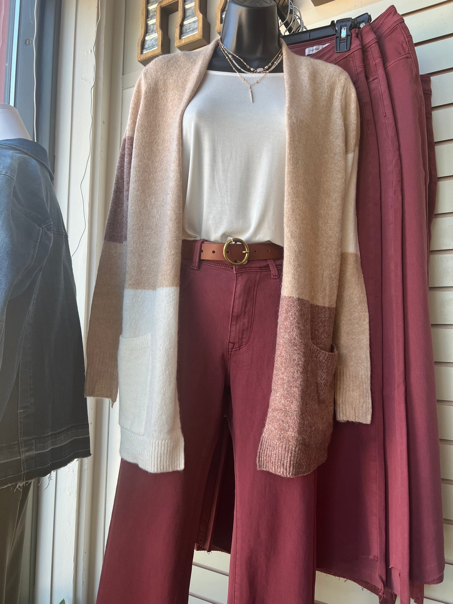 Color Blocked Sweater Cardigan