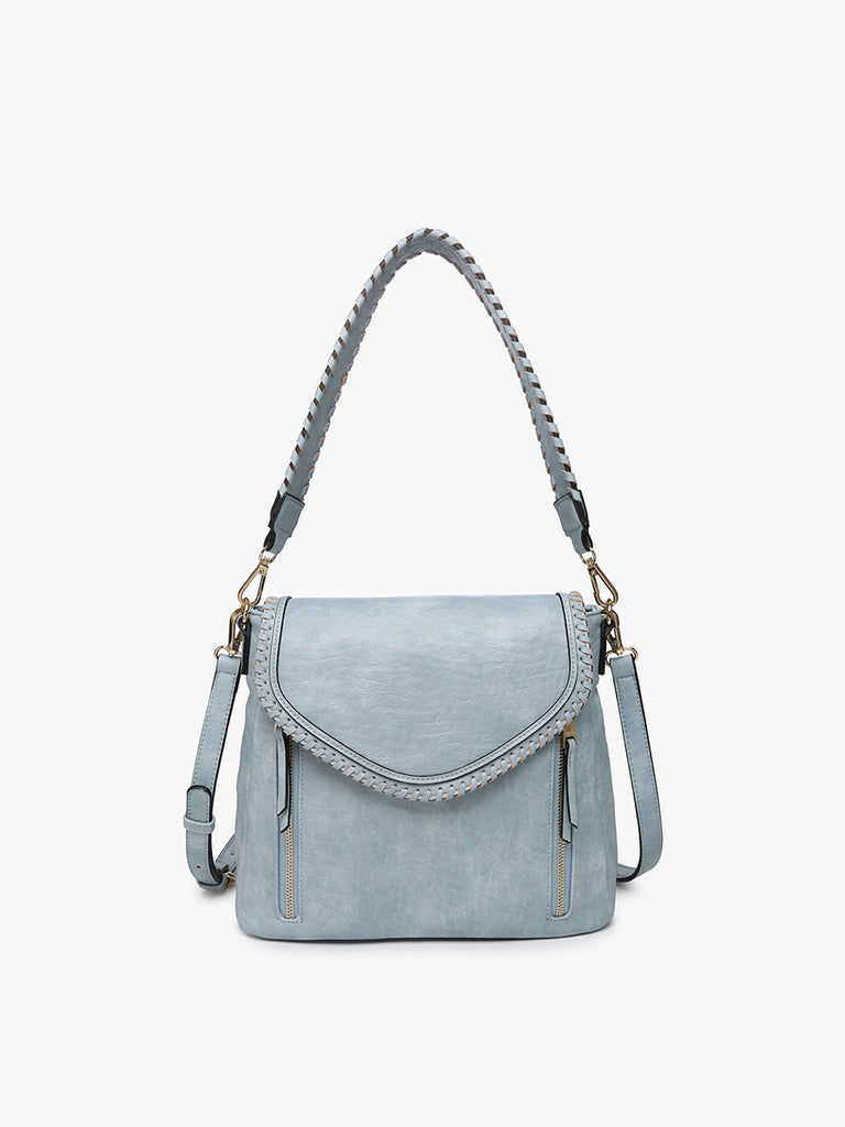 Lorelei Double Zip Whipstitch Trim Crossbody