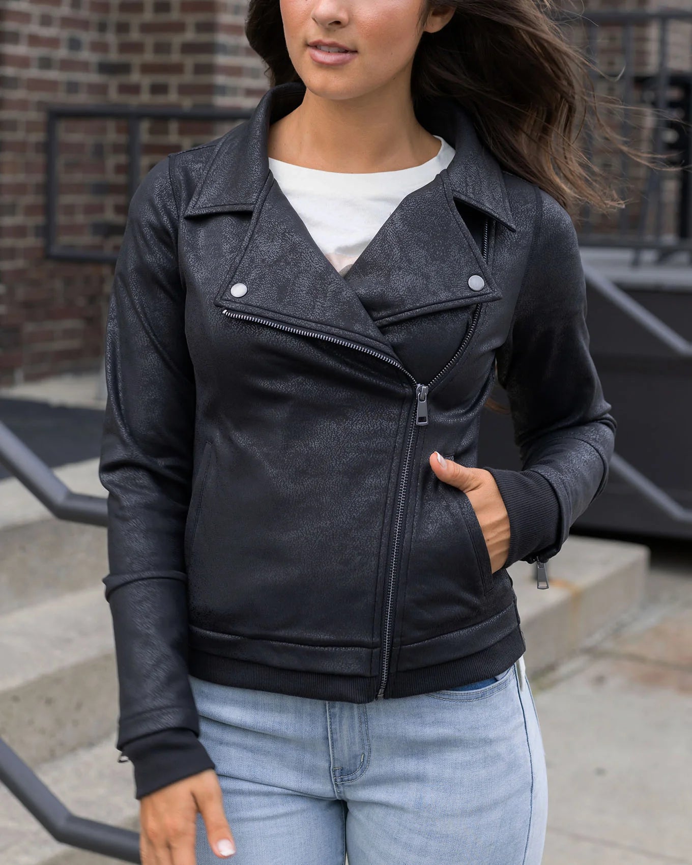 Move Free Leather-Like Moto Jacket